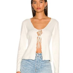 More to Come (Revolve) tie front long sleeve shirt